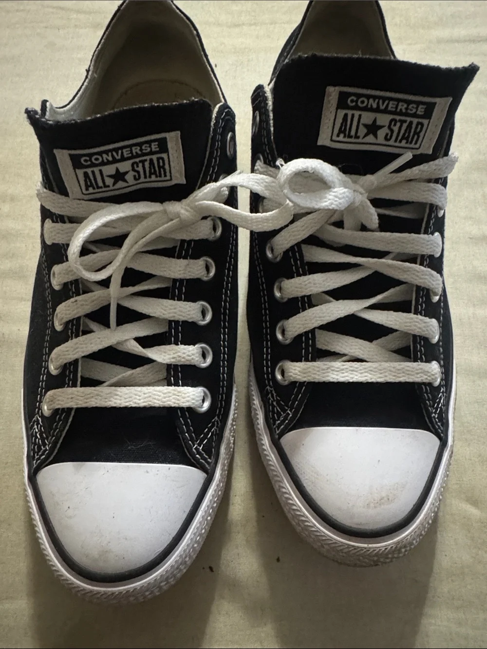 Converse Kids Black Canvas Low Top Sneakers with White Laces